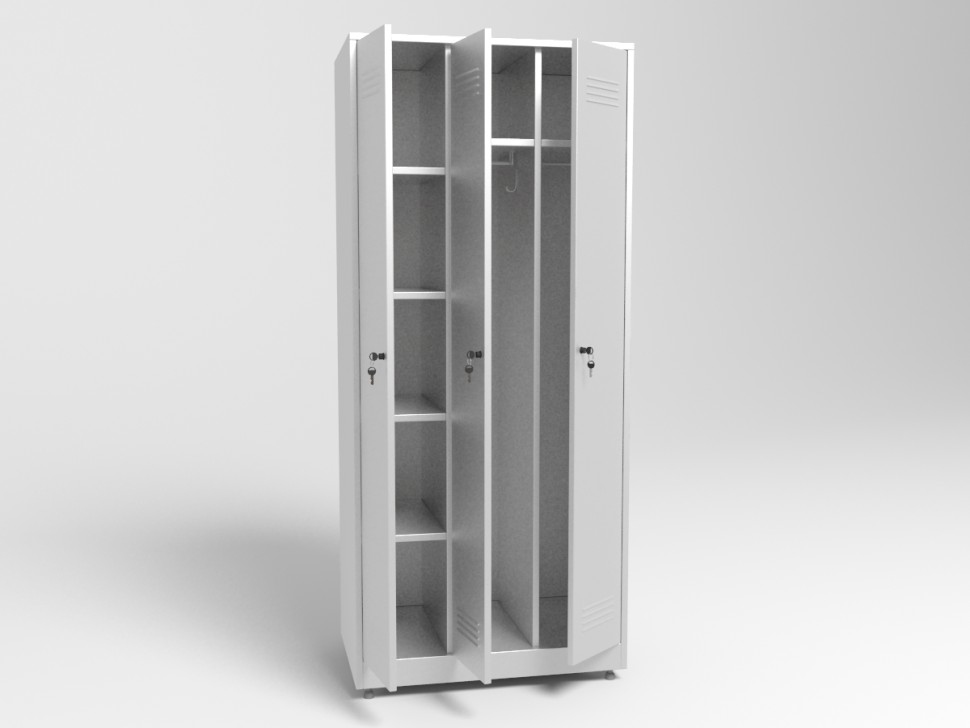 Шкаф для одежды трёхстворчатый металлический ШП-03