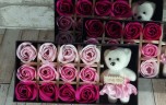 Подарочный набор мыла в форме бутона розы с плюшевым мишкой